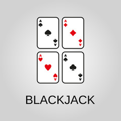 Blackjack icon. Blackjack symbol. Flat design. Stock - Vector illustration