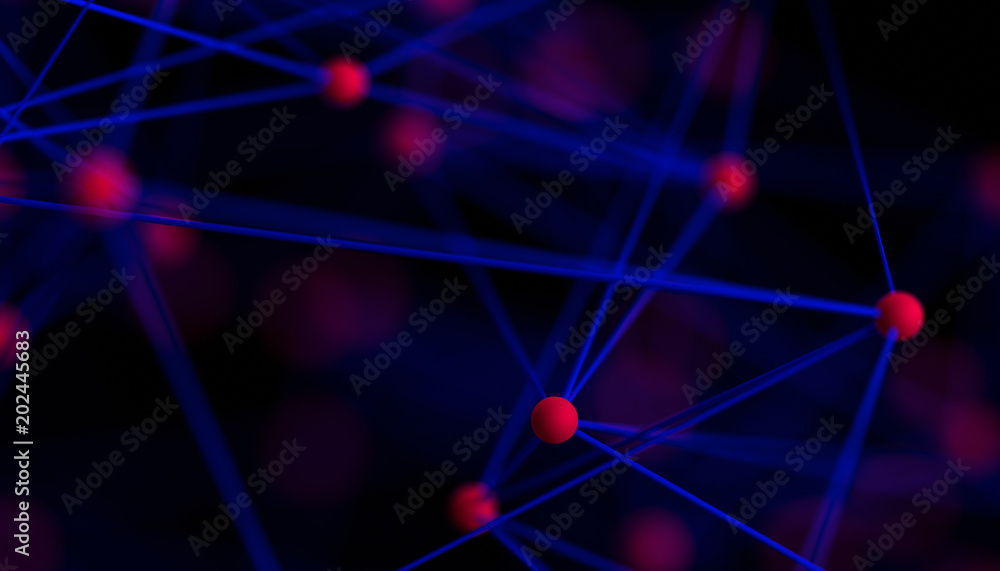 Poster abstract 3d rendering of network concept. modern background. futuristic shape with spheres and lines