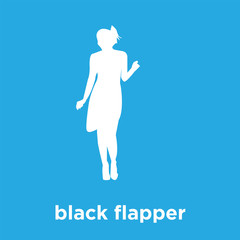 black flapper icon isolated on blue background