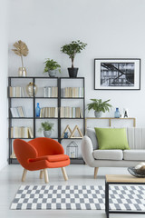Orange armchair in living room