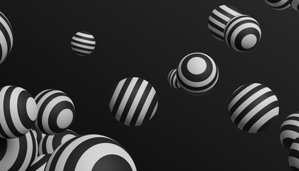 Abstract 3d rendering of geometric shapes. Composition with spheres. Modern background design for poster, cover, branding, banner, placard.