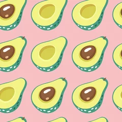 Tapeten Avocado Avocado handgezeichnetes nahtloses Muster für Druck-, Stoff- und gesunde Produktverpackungen.