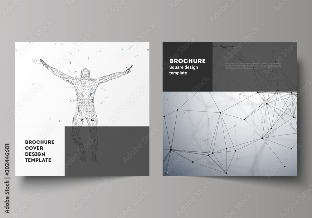 Wall mural the minimal vector illustration of editable layout of two square format covers design templates for 