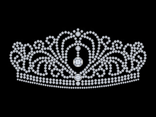 3D illustration isolated diamond crown tiara