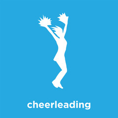 cheerleading icon isolated on blue background