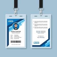 Blue Graphic Employee ID Card Template