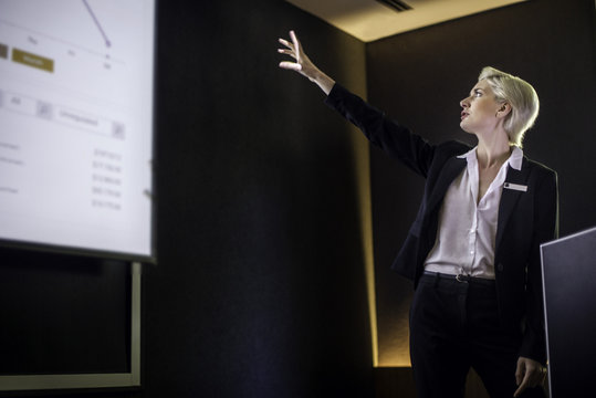 Woman giving presentation