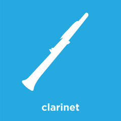 clarinet icon isolated on blue background