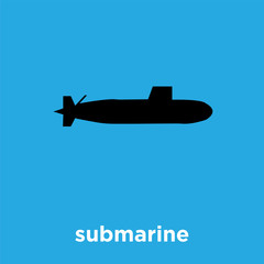 submarine icon isolated on blue background
