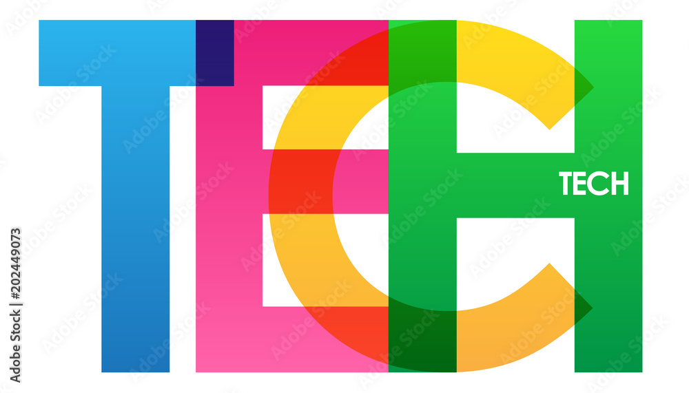 Poster tech overlapping vector letters icon