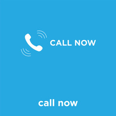 call now icon isolated on blue background