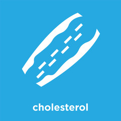 cholesterol icon isolated on blue background