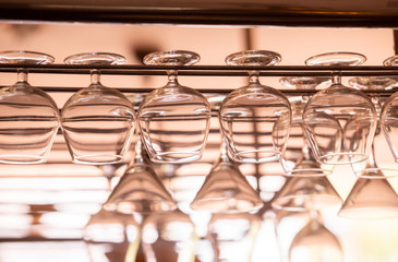 Wine glass for hanging.