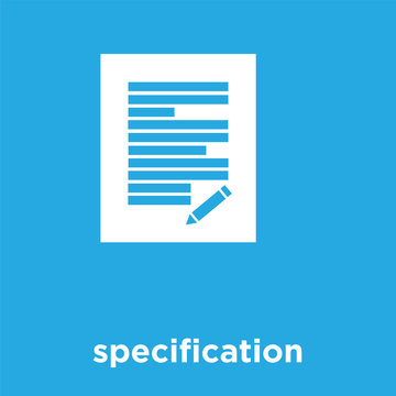 specification icon isolated on blue background