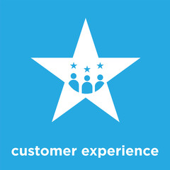 customer experience icon isolated on blue background