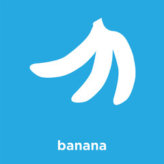 Fototapeta na wymiar banana icon isolated on blue background