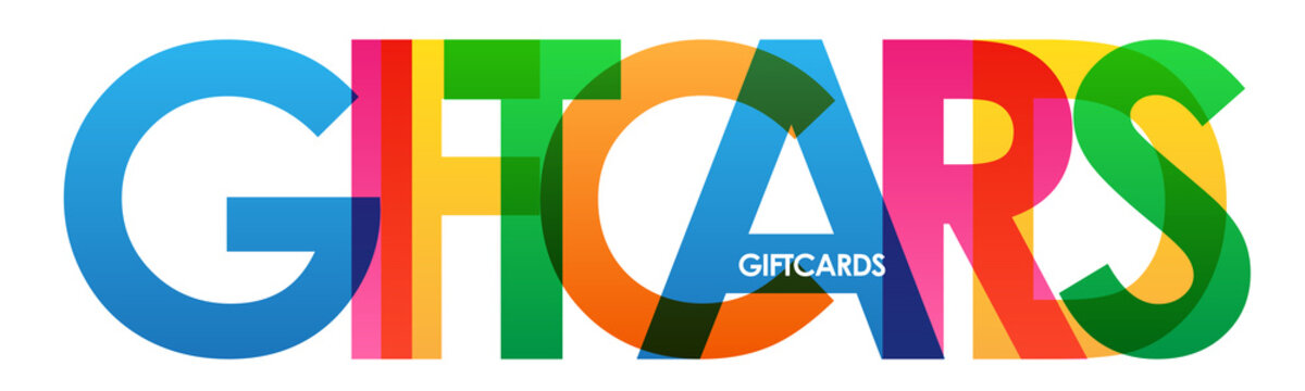 GIFT CARDS colourful letters banner