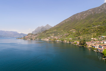 Fototapeta na wymiar Iseo lake, panoramic view. Holidays in Italy