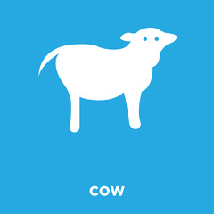 cow icon isolated on blue background
