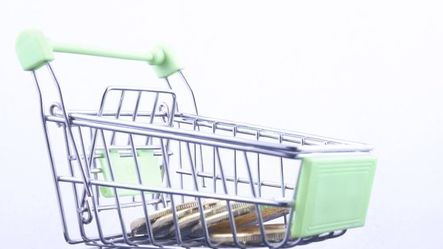 Metal basket with Bitcoins