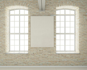 Modern light bright interiors 3D rendering image