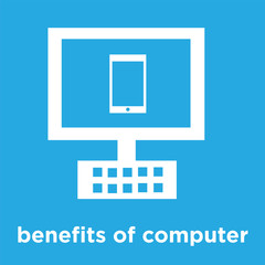 benefits of computer icon isolated on blue background