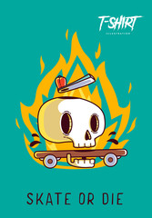 Funny skeleton skater. Print on T-shirts, sweatshirts and souvenirs