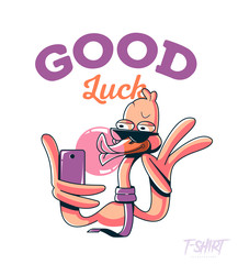 Stylish duck. Print on T-shirts, sweatshirts, cases for mobile phones, souvenirs