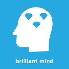 brilliant mind icon isolated on blue background