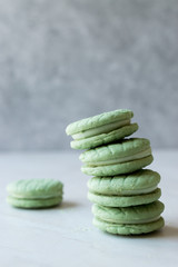 Cream Filled Green Round Lime Cookies / Macarons