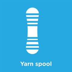 Yarn spool icon isolated on blue background