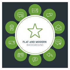 chat and messenger, video, photos, email Infographic Circle outline Icons Set. Contains such Icons as  business,  website,  elements,  background,  pattern and more. Fully Editable. Pixel Perfect