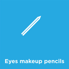 Eyes makeup pencils icon isolated on blue background