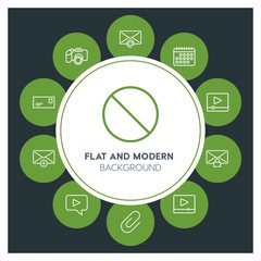 chat and messenger, video, photos, email Infographic Circle outline Icons Set. Contains such Icons as  business,  website,  elements,  background,  pattern and more. Fully Editable. Pixel Perfect