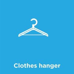 Clothes hanger icon isolated on blue background