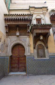 Old door and window in Fes, Morocco