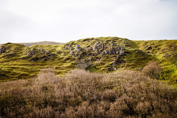 The Grassy Hills of Fairy Glen, Uig, Isle of Skye, Highland, Scotland