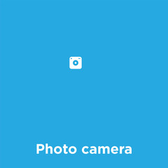 Photo camera icon isolated on blue background
