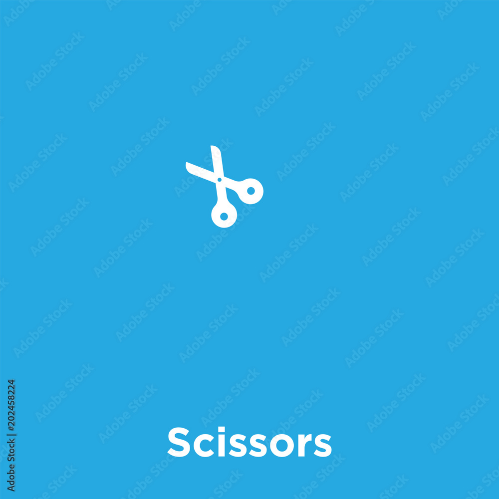 Poster scissors icon isolated on blue background