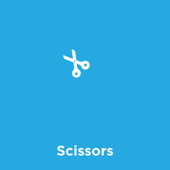 Scissors icon isolated on blue background