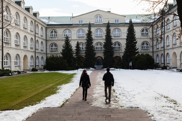 Two students in the courtyard of the university © Lidia_Lo