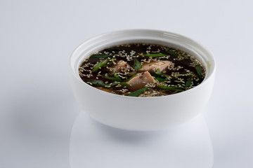 Japanese soup on a white background