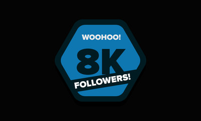 Woohoo 8K Followers Sticker for Social Media Page or Profile Post