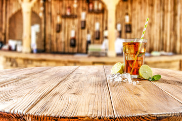 drink on desk and beach bar 