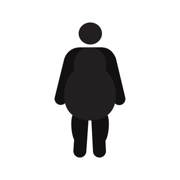 Fat Man In Front View Silhouette Icon