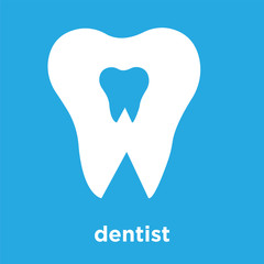 dentist icon isolated on blue background