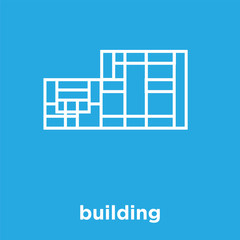 building icon isolated on blue background