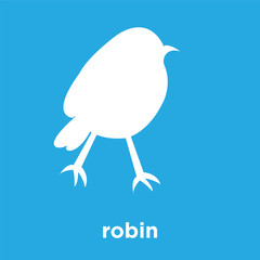 robin icon isolated on blue background