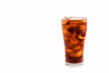 Cola in glass isolated on white background.