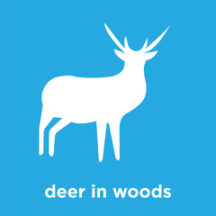 deer in woods icon isolated on blue background